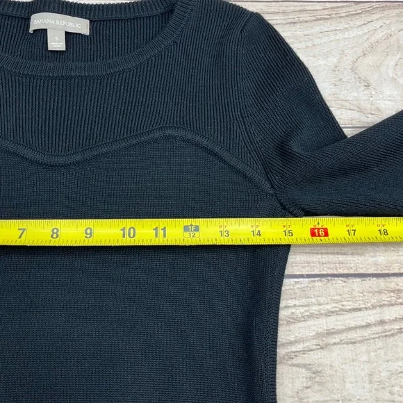 Banana Republic Black Ribbed Knit Sweetheart Long Sleeve Sweater Dress Size S - Picture 6 of 7